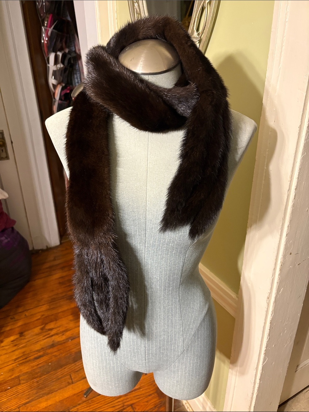 Classic Dark Brown Fur Scarf - Women's Accessory